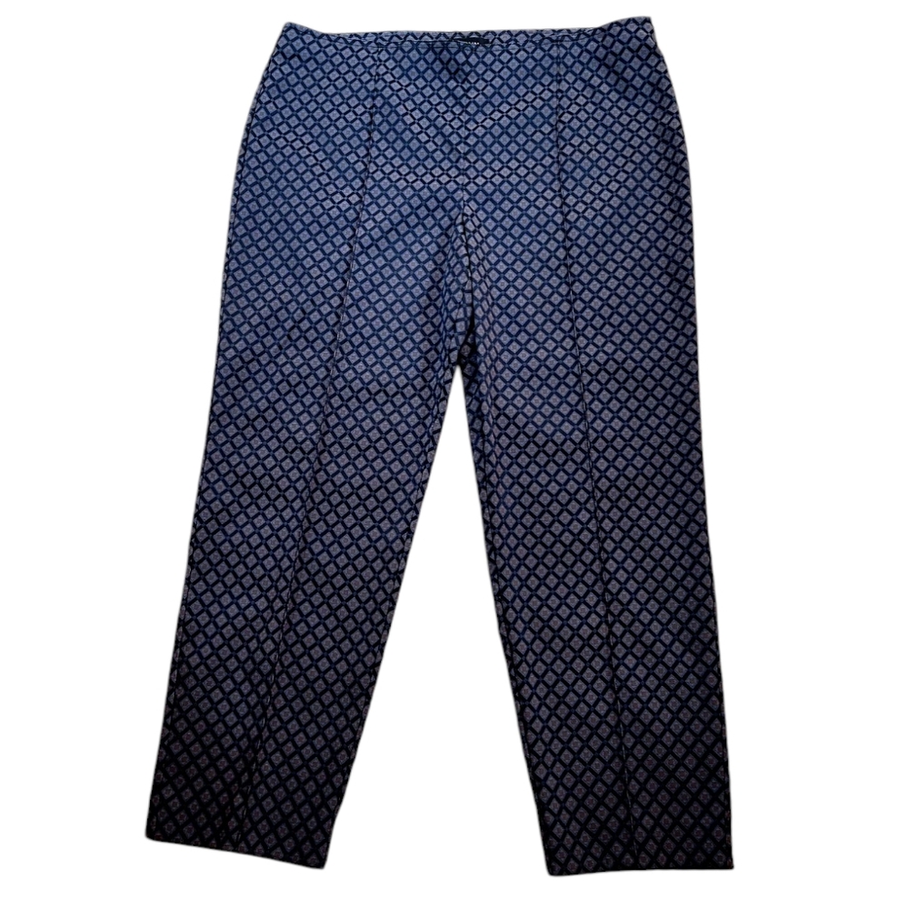 ST.JOHN Emma Pintucked Diamond Jacquard Split Back Hem Ankle Pants 14